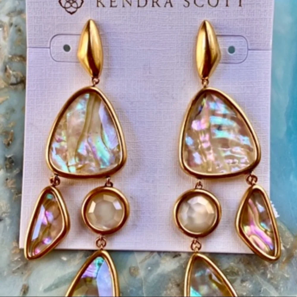 🌺🎉HP🎉🌺 NWT Kendra Scott Margot Gold Abalone Statement Earrings - Picture 11 of 14